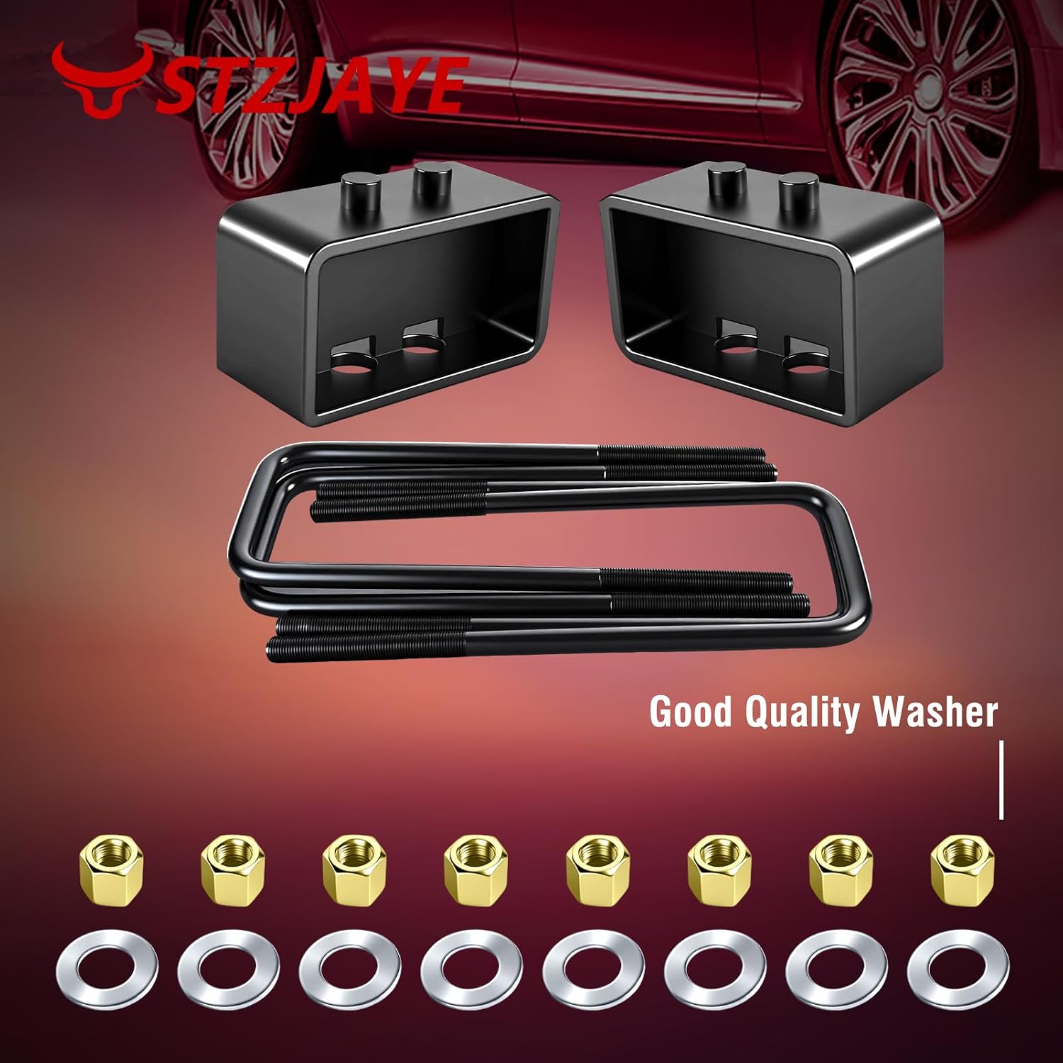 3" Rear Lift Block Kits Compatible with Ford F150 2004-2024, 3in Rear Suspension Lift Kits Include 2PCS Lift Blocks and 4PCS U-Bolts, Rear Leveling Lift Set