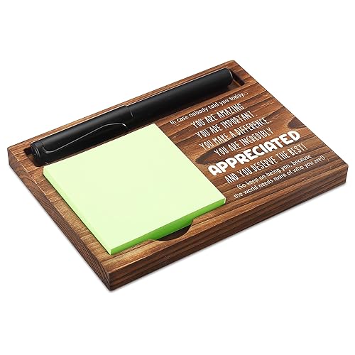 Appreciated Sticky Note Holder Wooden Notepad & Pen Holder 6.5"