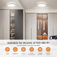 Vista 3 de BLNAN Lámpara LED de techo empotrada, 8.66 pulgadas, 18W, 3000K/4000K/5000K, luminaria de cableado directo, lámpara blanca redonda ultrafina