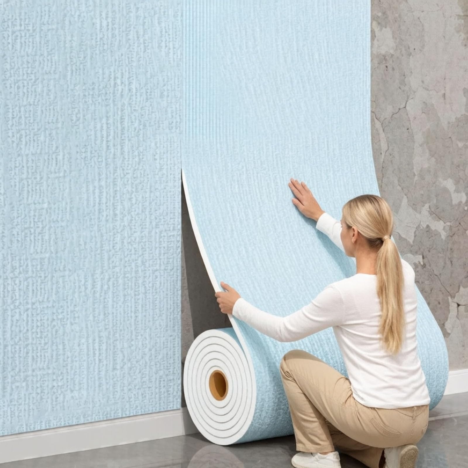 Papier Peint Isolant Thermique Adhésif Mural Intérieur Épais Bleu 5mm