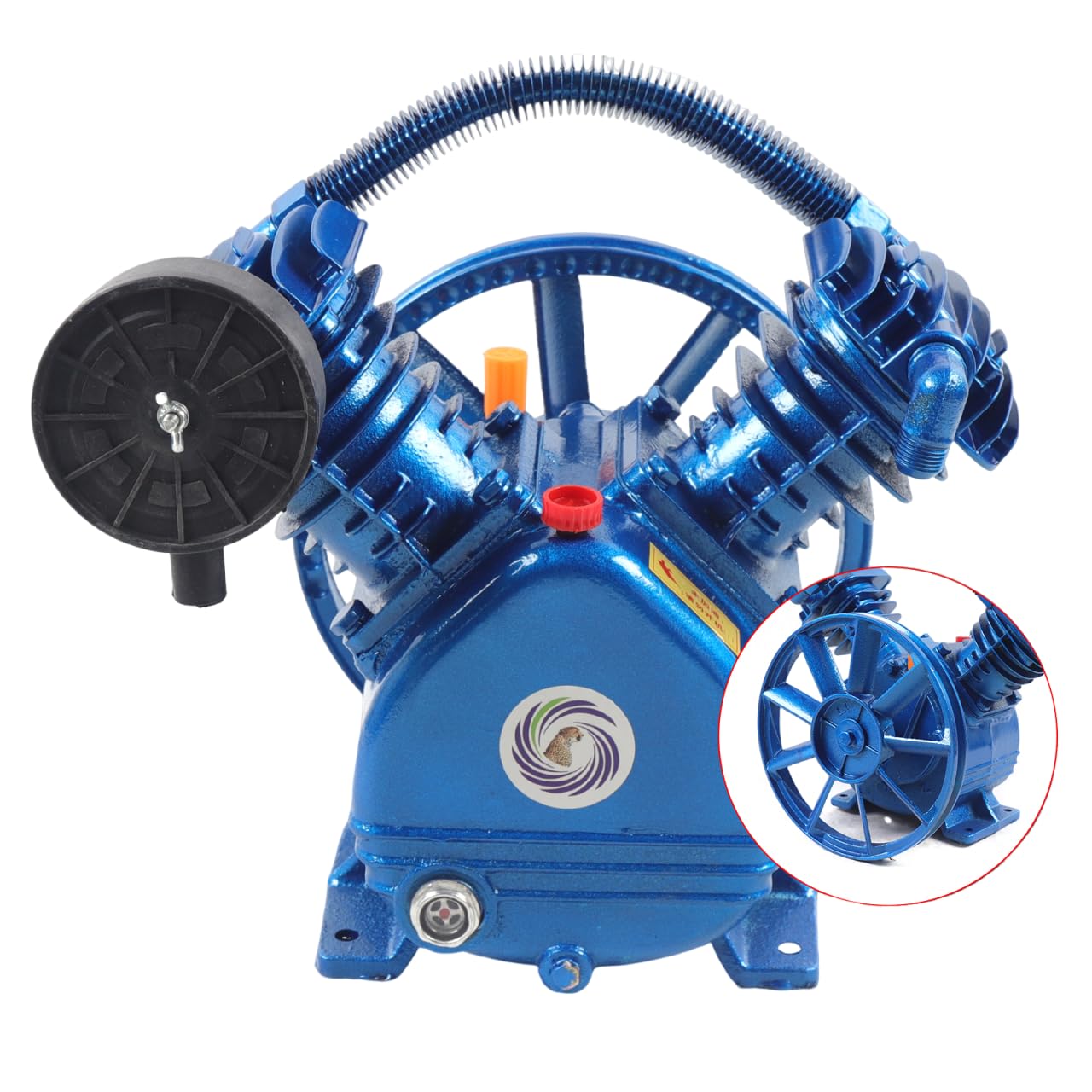 175psi 3HP 2.2KW V-Twin Air Compressor Pump Head Double Piston V-Twin Air Compressor Motor Pump Low Noise Portable Air Tool Blue