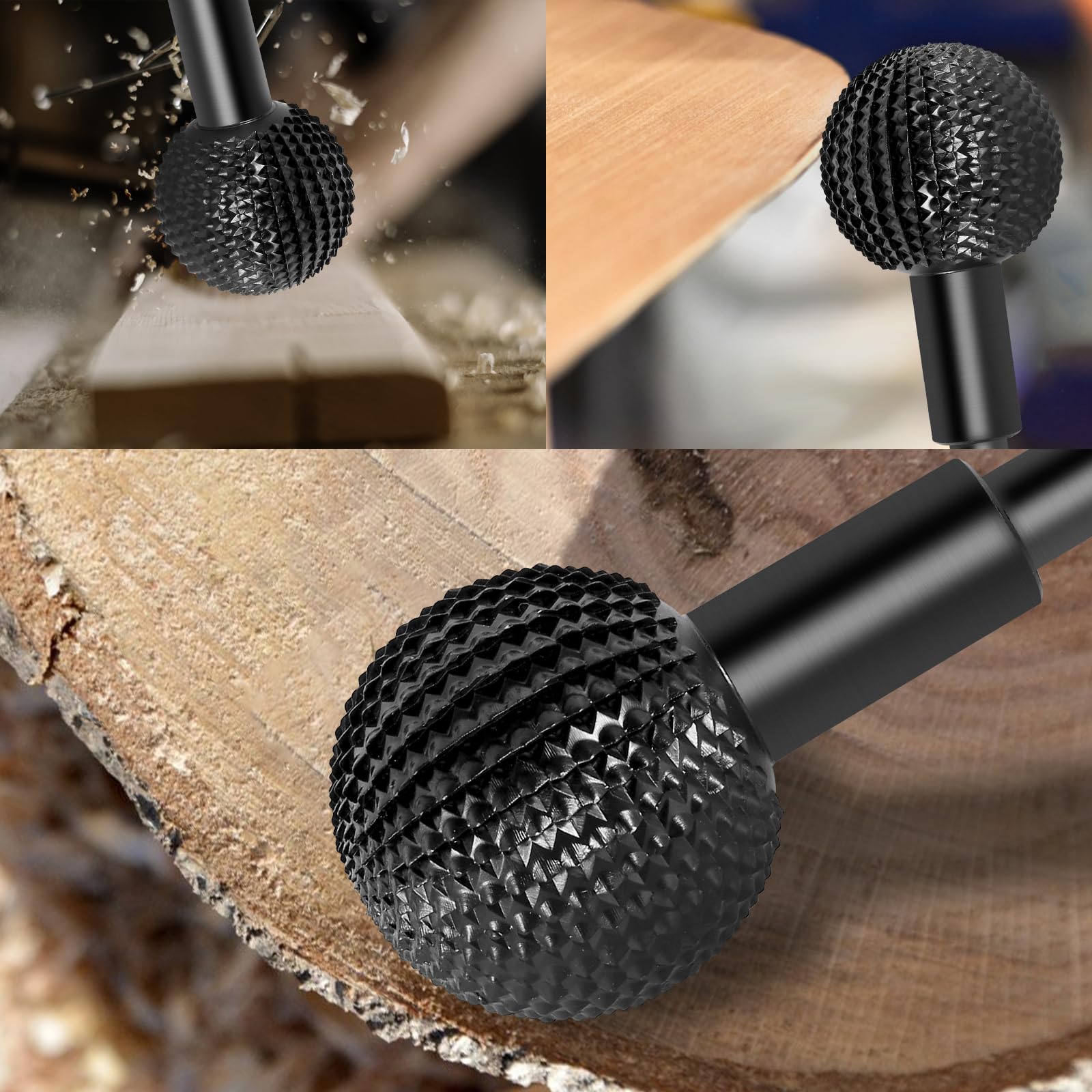 Sphere Rotary Burr Carbon Steel Wood Carving Burr 10mm Shank Durable Rotary Ball Gouge Grinding Head Polishing Engraving Ball Cutter for 115/125 Angle Grinder(Black 10mm) — Amazon image 5