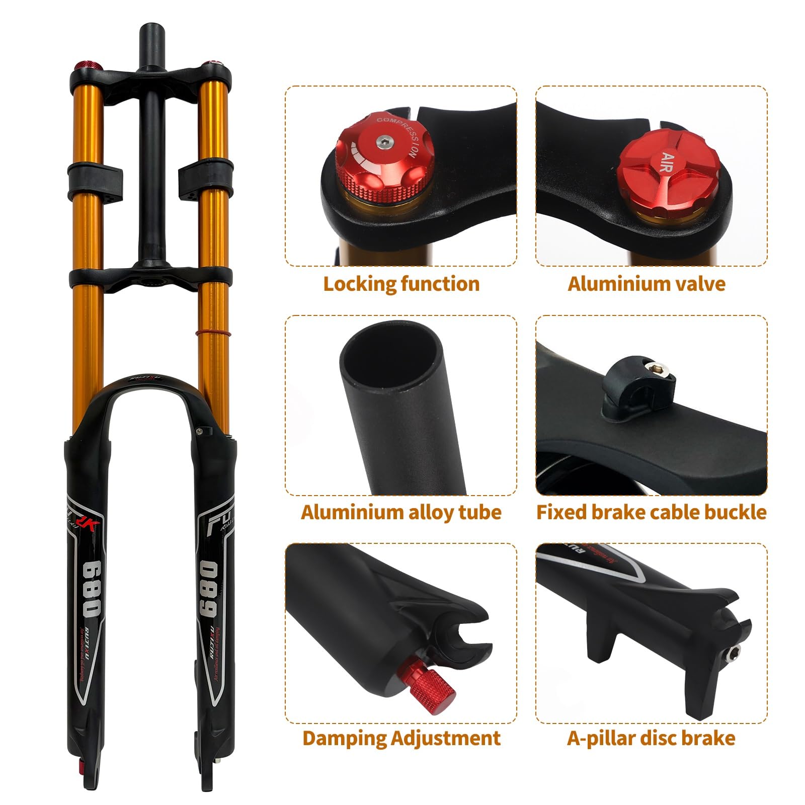 Amazon.co.jp: 自転車用エアサスペンションフォーク 26インチ 27.5