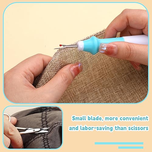 Miniatura 6 de Juego de 5 piezas de desgarrador de costuras de agarre ergonómico, juego de desgarradores de costuras verdes para coser, herramienta de eliminación