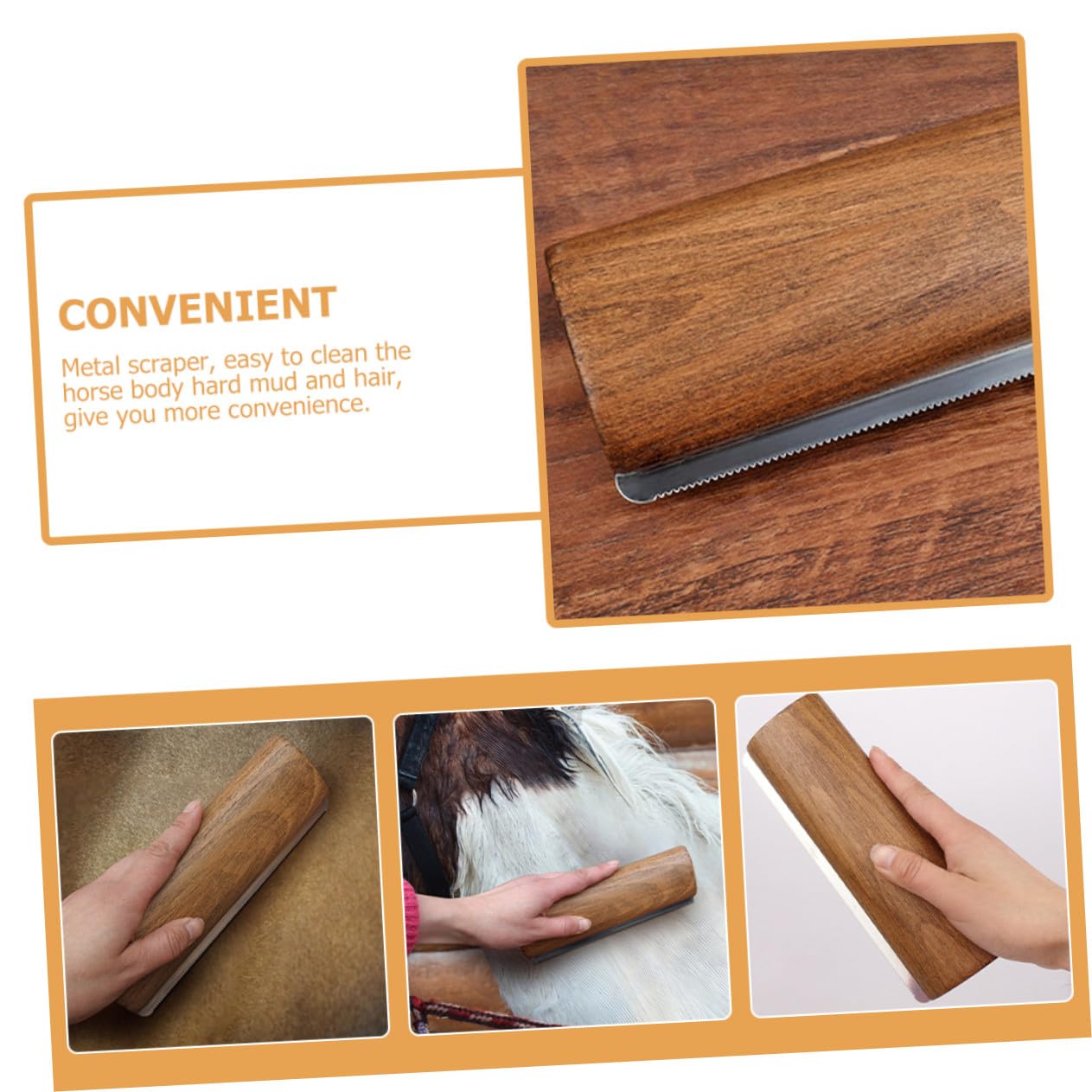 Hohopeti Cepillo para Caballos con Rascador Metálico de Herramienta Multifuncional de Limpieza y Deshedding Mango Ergonómico para Mayor Comodidad Elimina Pelo Suelto y Barro Mejora