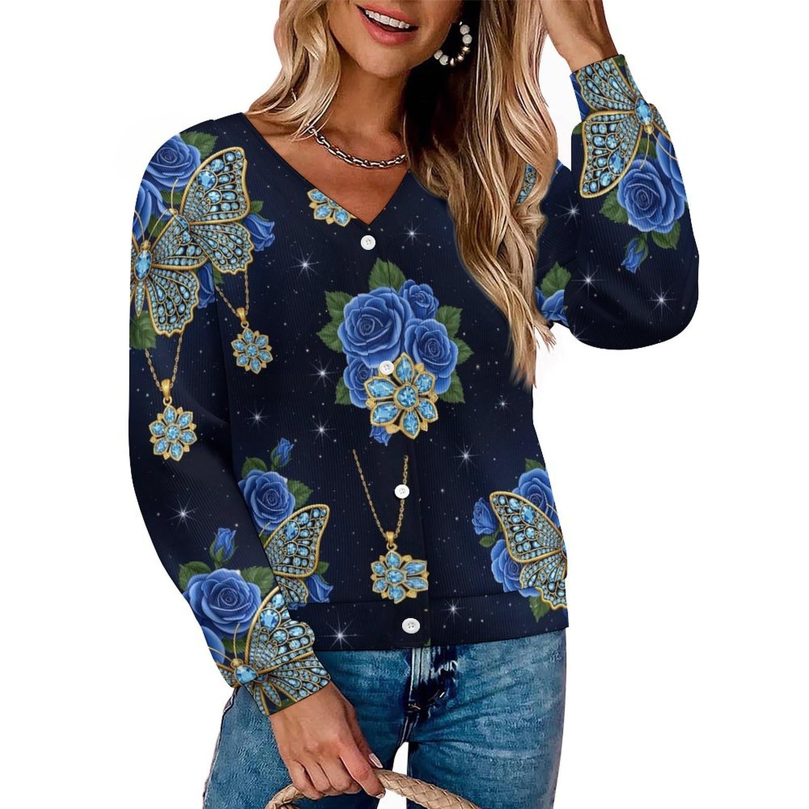Womens V Neck Sweaters Button Up Casual Long Sleeve Lightweight Cardigans Fashion Loungewear Outerwear