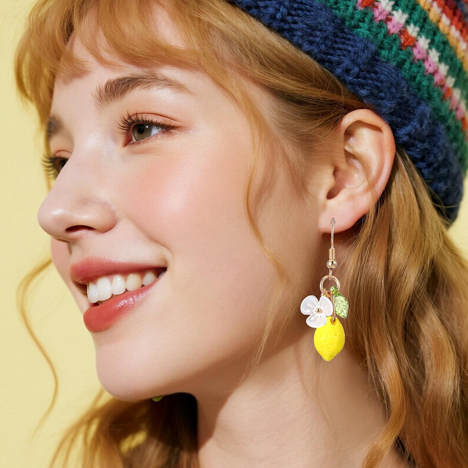 Lemon Earrings for Women, Lemon Dangle Fruit Earring Lightweight Trendy Drop Dangle Earring Dainty Fruit Earrings for Women - Image 3