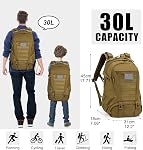 Jueachy Tactical Backpack for Men Hiking Day Pack Molle Military Rucksack Waterproof 30L EDC Bag with USA Flag Patch