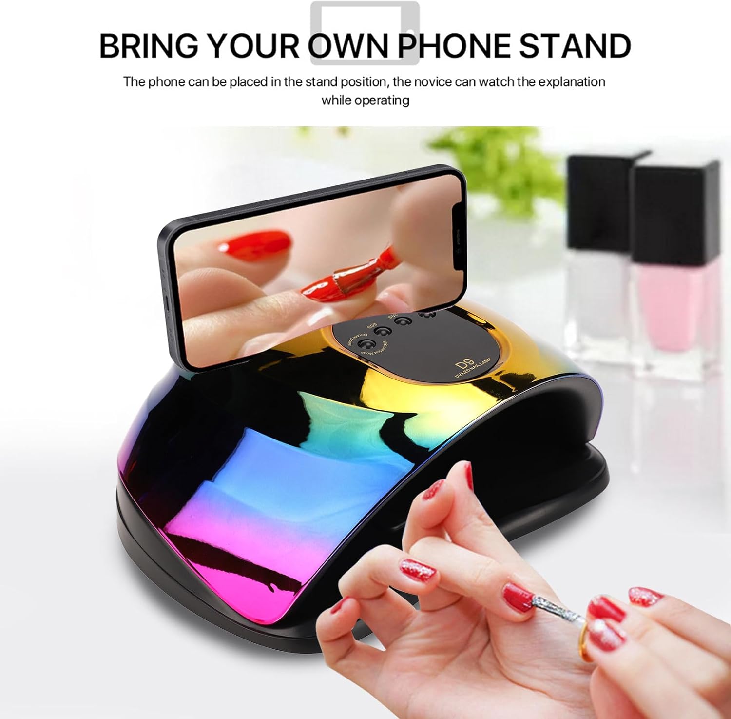 150W LED Nail Lamp, Professional Nail Gel Dryer Light Fast Curing Drying Polishing 57LEDs Finger Toe Nail Art Machine with Automatic Sensor LCD Display for Acrylic Nails Gel Polish