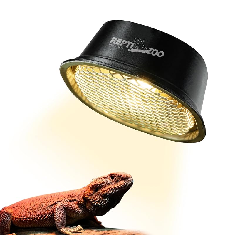 Lâmpada de Aquecimento UVA para Répteis com Soquete G9 e Cúpula com Tela de Segurança 50W Luz Branca Quente REPTI ZOO