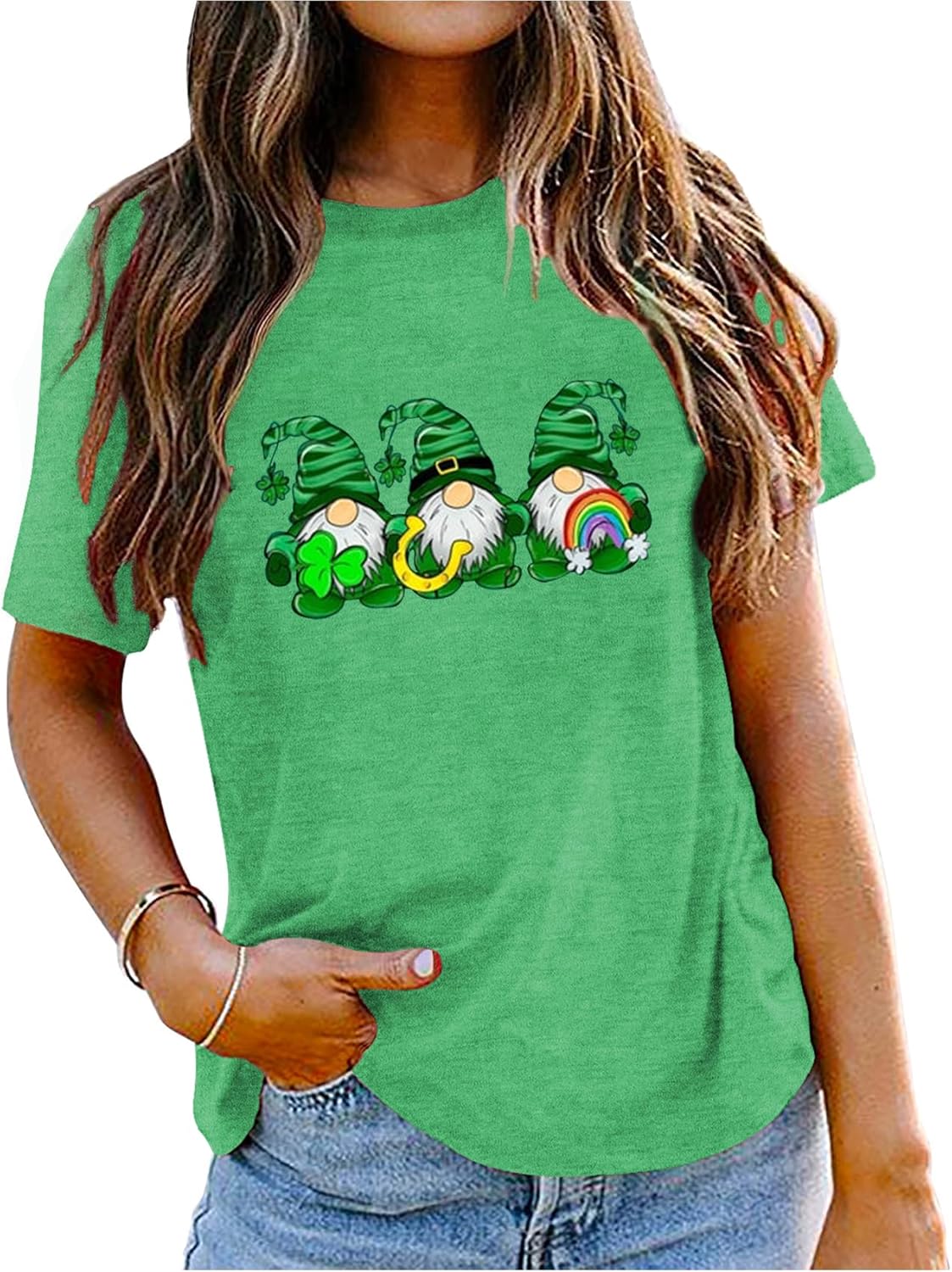 Lucky St Patricks Day Shirt Womens Lucky Irish Shamrock Shirt Funny Short Sleeve Tops - Image 2