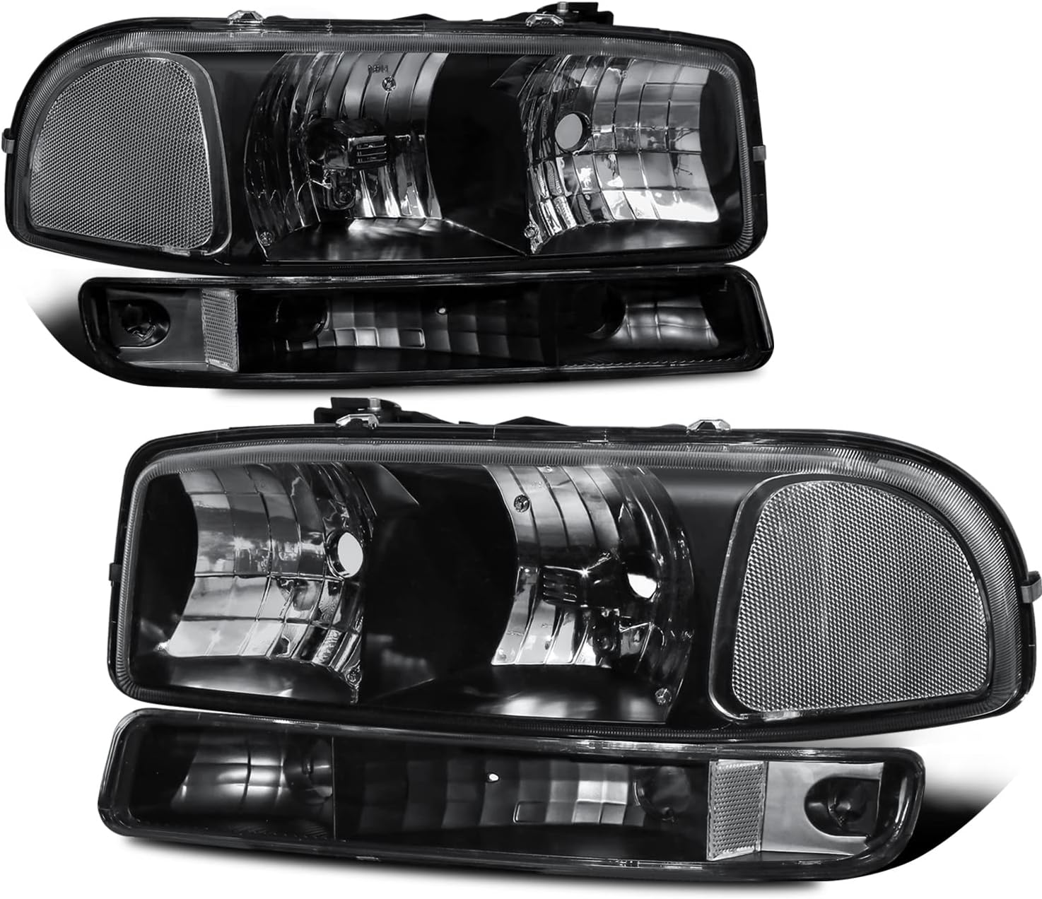 MOSTPLUS Headlight Assembly Compatible with 1999-2006 GMC Sierra 1500 2500/00-06 GMC Yukon Front Lamp with Chrome Housing/Clear Lens/Clear Reflector