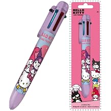 Hello Kitty 6-in-1 Retractable Ballpoint Pen, Fun Rainbow Barrel Ballpoint Pen for School Office, Medium Point 0.5mm, Children School Stationery Gift 3+Years