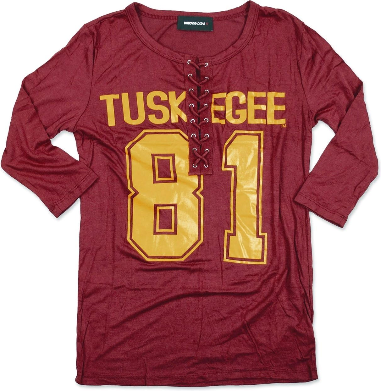 Big Boy Tuskegee Golden Tigers Ladies Football Lace Jersey Tee [Crimson Red] - ID#148339-54-207-0-0