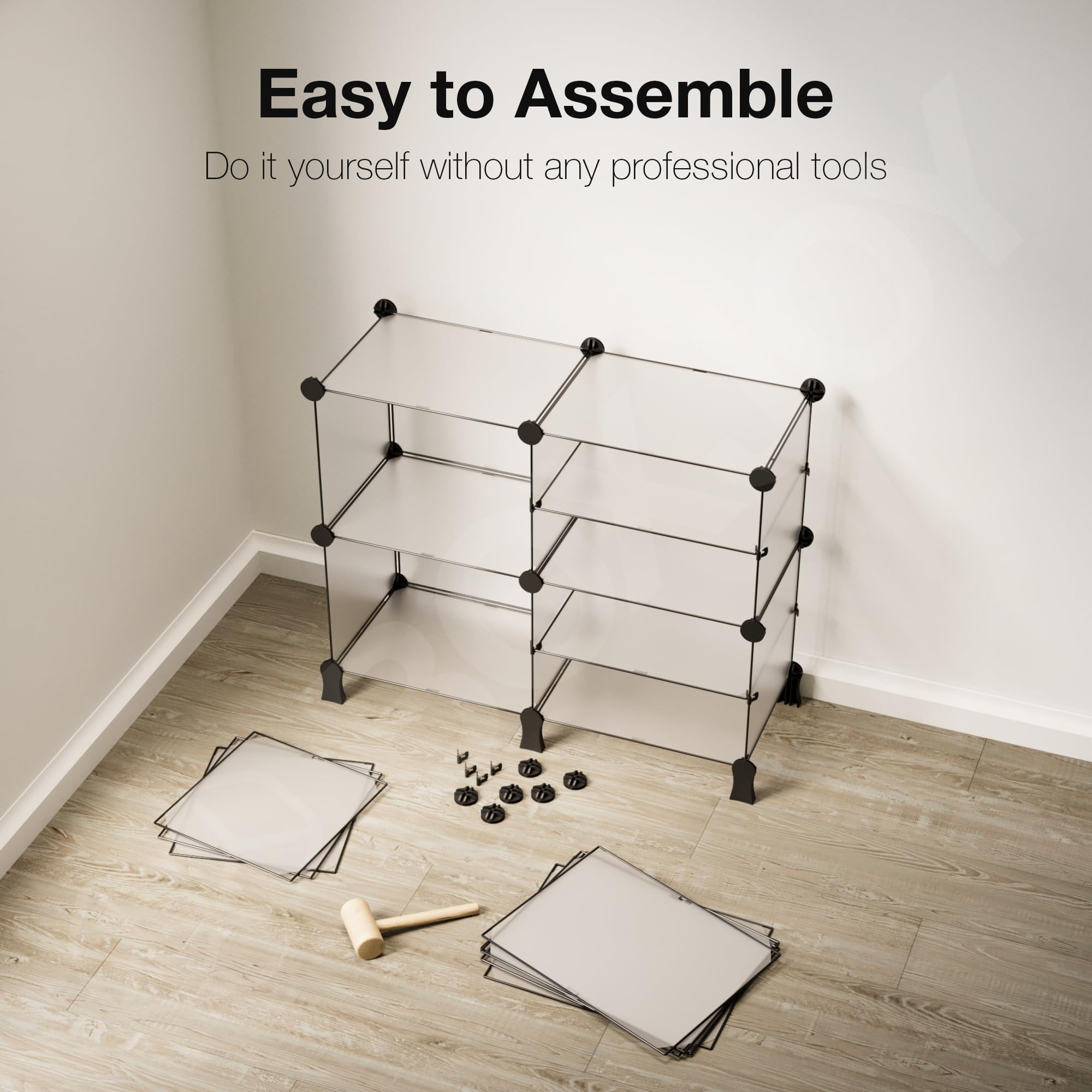 BOXJOY 9 Shelf Plastic Book Shelf Organiser with White Translucent Panels and Bottom Stand Bookshelf Organizer Cabinet Rack for Bedroom Living Room Study Storage Showcase Display for Home 4