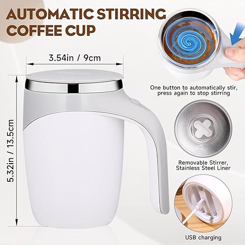 Miniatura 2 de Taza de café magnética automática autoagitable, taza de mezcla automática 2026 para la escuela de oficina, taza magnética de acero inoxidable para