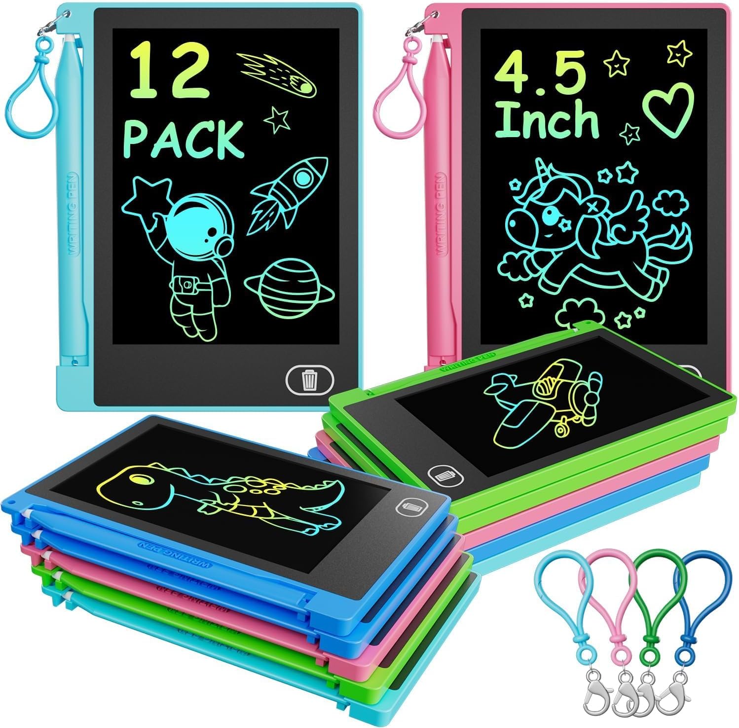24 PCS Mini LCD Writing Tablet, 4.5 Inch Small Drawing Pad for Kids, Erasable Educational Toys Learning Writing Pad, Reusable Toy Gift Preschool Art Board for Girls Boys Party Favor