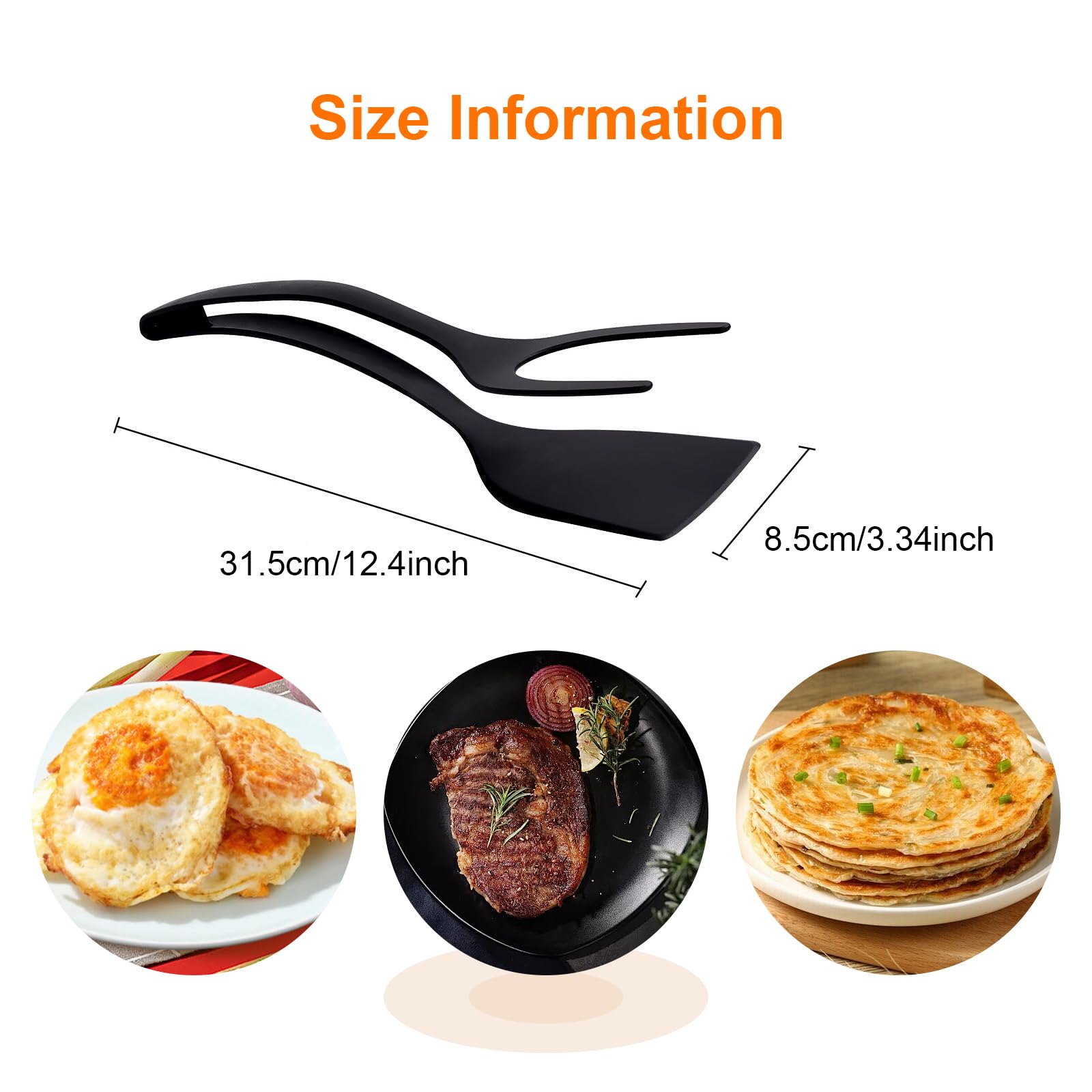 2 in 1 Grip and Flip Spatula - ShiningUU Egg Flippers Tool for Kitchen Cooking | Tongs Grip and Flip Fried Egg Turners Cooking Tool | Ideal for Pancake, Fish, French Toast, Omelet, Steak, Frying, Turn - Image 2