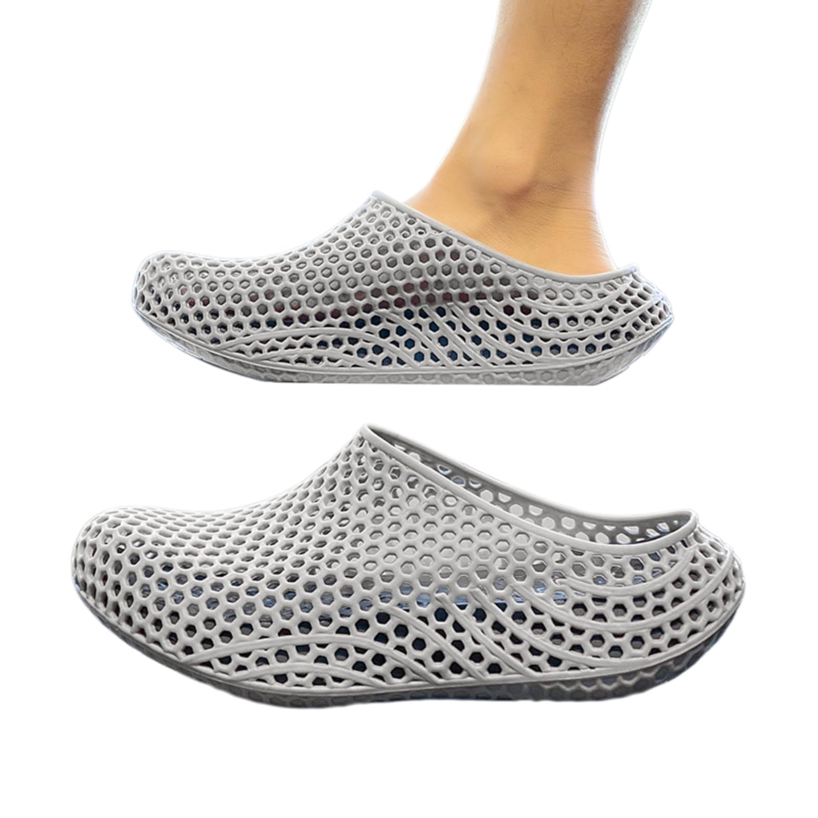 Pantofole Cotone Sandali Morbidi Traspiranti 3D Stampati Slip-on - Orologi in Rete Antiscivolo per Uomini E Donne, Scarpe Comode all'Interno All'aperto-white-39