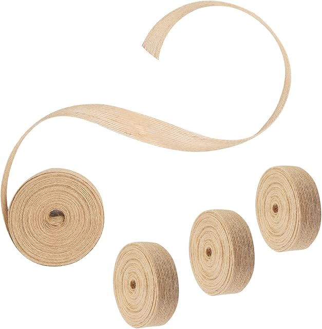LAITER 4 PCS Natural Ribbon Natural Christmas Ribbon Hessian Ribbon Burlap Rustic Roll Jute Craft Ribbon for DIY Gift Wrapping for Christmas Party Decoration