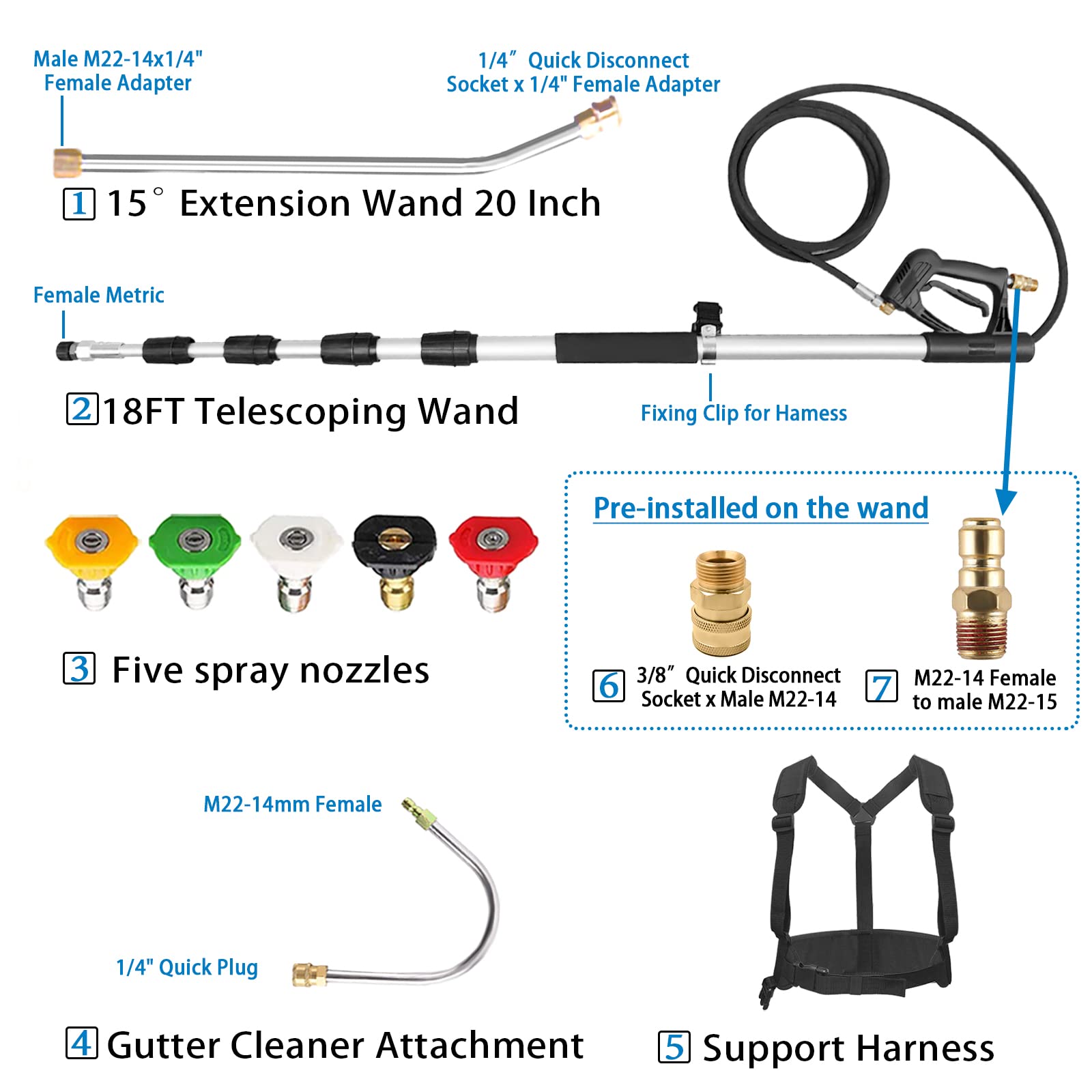 ナビアスストアー送料無料 jOYjOB Pressure Wand Nozzle Brush 18FT Tip with Attachment