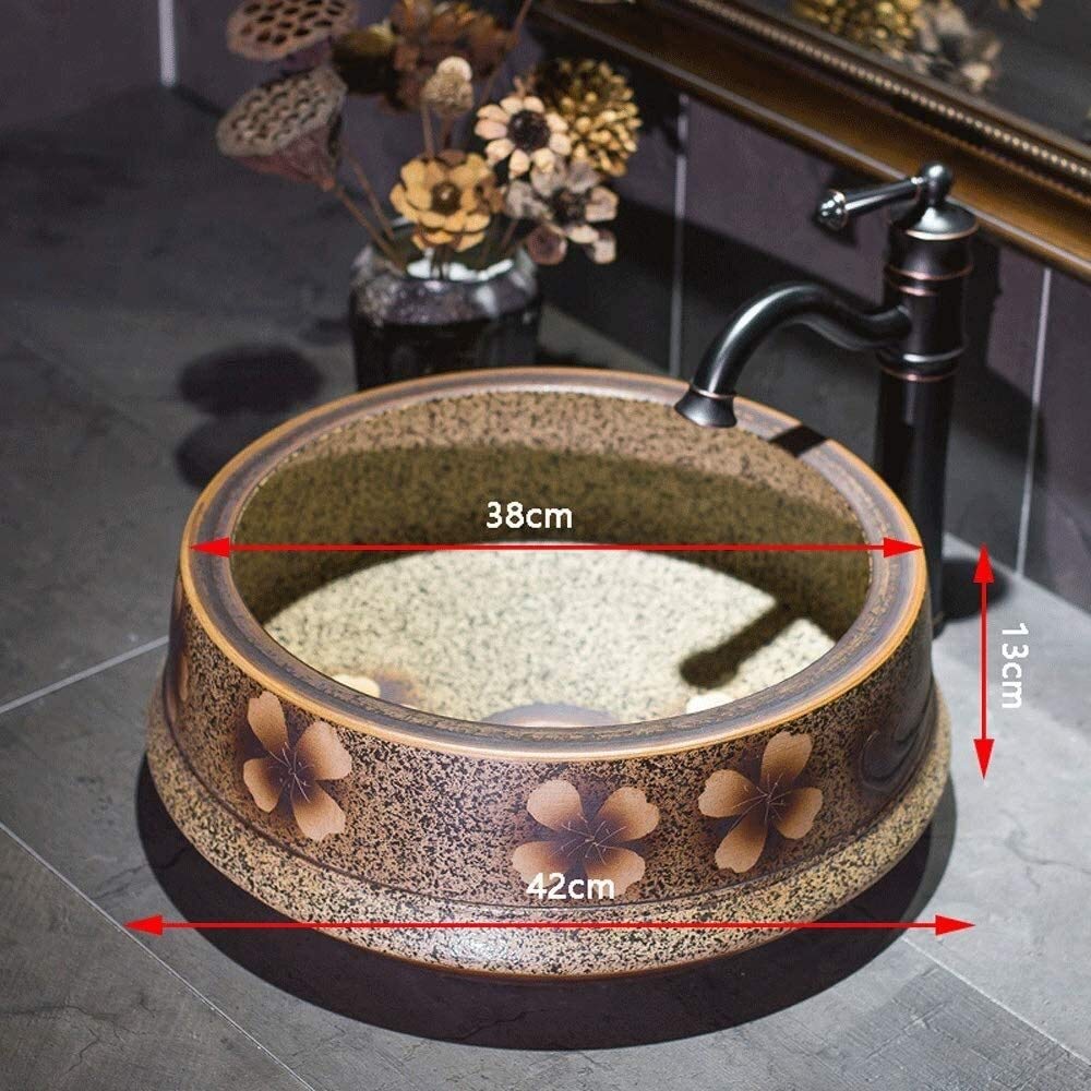 Szafka Pod Umywalkę Z Umywalką, Umywalka Łazienkowa, Umywalka Nablatowa, Brązowa, Okrągła, Porcelanowa, Ceramiczna, Umywalka Nablatowa, Umywalka Nablatowa