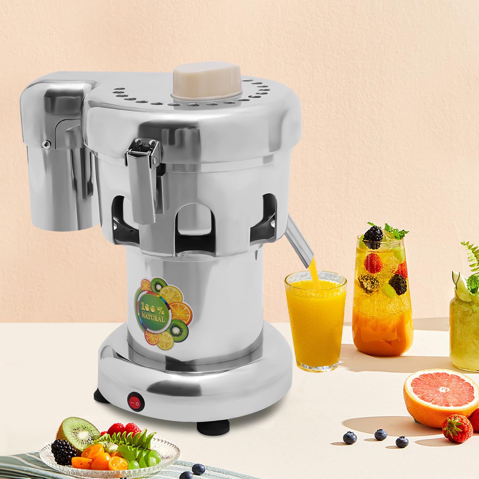 Prensa Cítrica Eléctrica 370W Extractor De Jugo De Acero Inoxidable 2800r/min Con Filtro Y Putter Extractor De Jugo Portátil,Para Exprimir Verduras Y Frutas