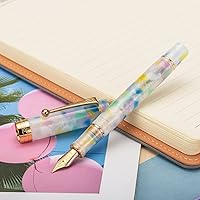 Vista 5 de Jinhao 100 - Pluma estilográfica de estilo clásico en celuloide, instrumento de escritura suave con punta #6, juego de pluma con convertidor