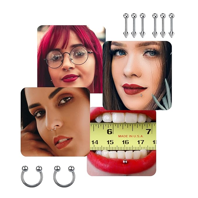tattoo piercing ideas 84PCS Body Septum Piercing Kit 14G 16G Tools for Nose Tongue Lip Ear Eyebrow Belly Button Cartilage Tragus Industrial Barbell Helix Daith Piercing Jewelry Clamps