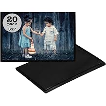 Iconikal 20 Pack Magnetic Photo Sleeves 5 x 7-Inch, Black - Reusable Fridge Photo Frames for Refrigerator, Locker & Office