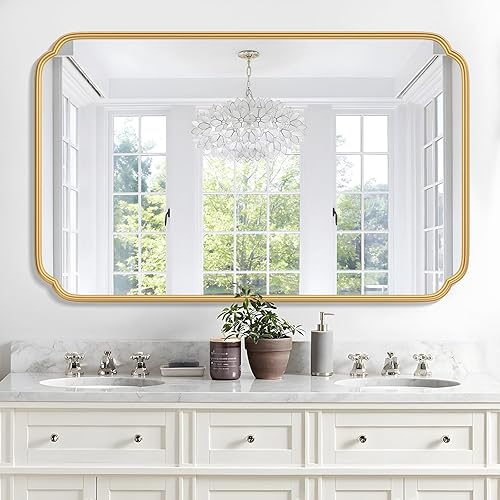 Miniatura 12 de Espejo de puerta dorado de 48"x16", espejo de longitud completa sobre la puerta con marco de metal antióxido, espejo de cuerpo completo moderno para