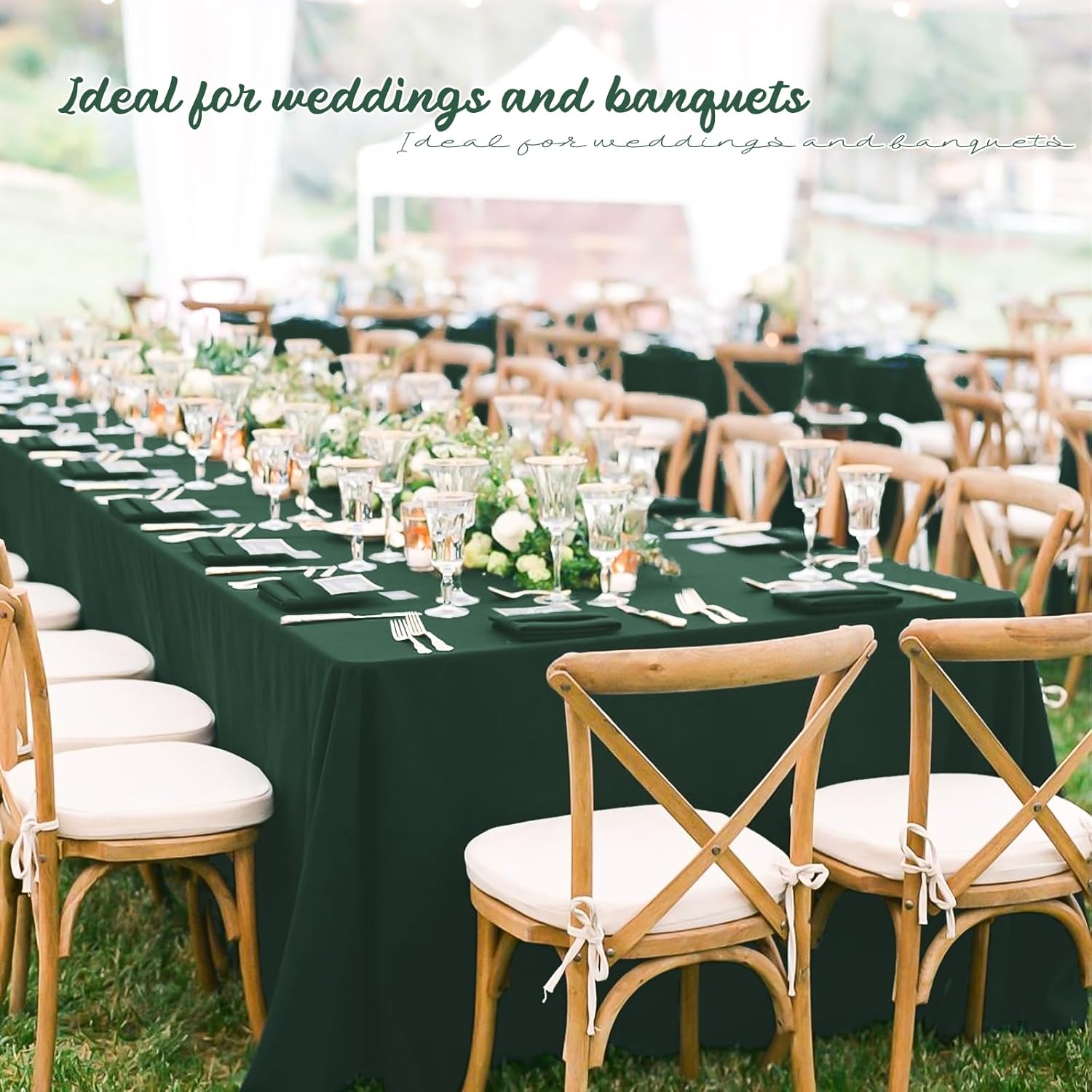 12 Pack Hunter Green Tablecloths for Rectangle Tables 60 x 102 Inch Polyester Tablecloth 6 Foot Rectangle Table Cloth Wrinkle Resistant Washable Fabric Table Cover for Party Wedding Banquet Events