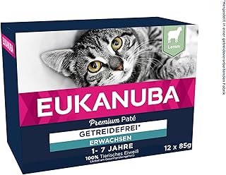 EUKANUBA Katzenfutter nass getreidefrei - Premium Nassfutter mit viel Lamm für ausgewachsene Katzen, 12 x 85 g product image