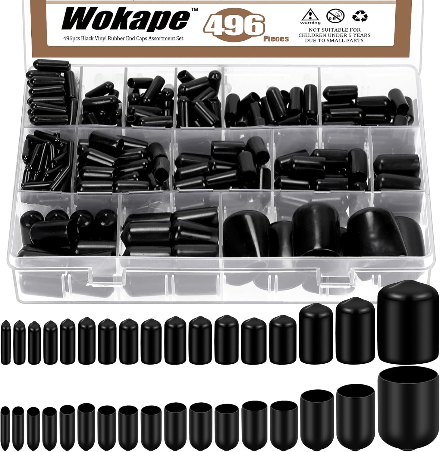 Tanstic 496Pcs 17 Sizes Black Rubber End Caps Screw Thread Protectors Vinyl Flexible End Caps Bolt Covers Caps For Metal Tube Rod Bolt - View #11