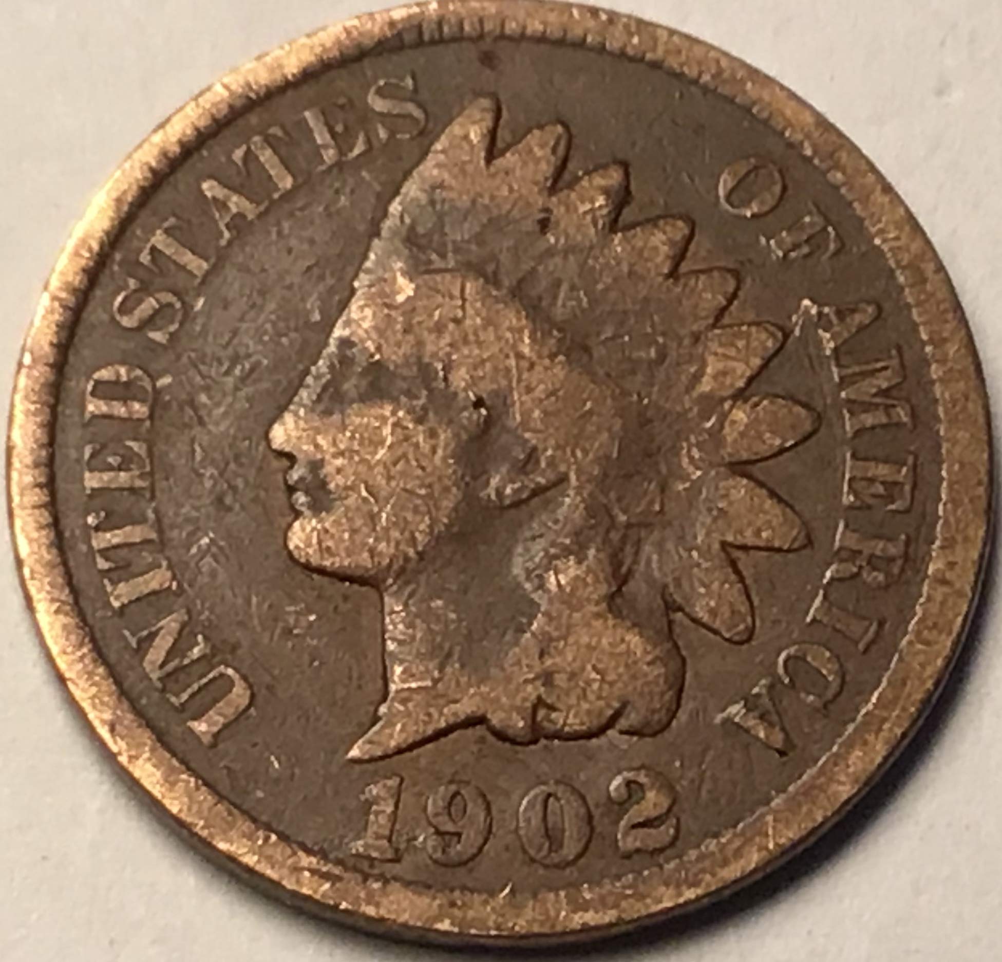 1902 P Indian Head Cent Penny Seller Good