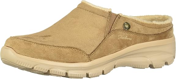 Skechers Women's Easy Going-Latte-Twin Gore Slip-on Open Back Mule