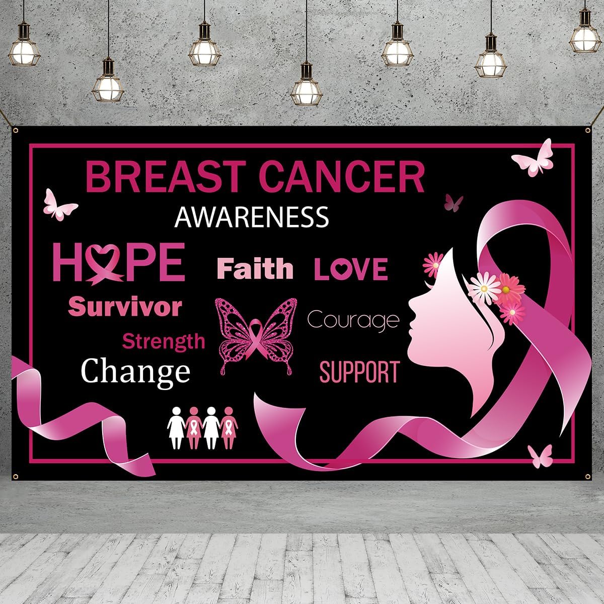 Breast Cancer Awareness Backdrop Pink Ribbon October Breast Cancer Month Banner Background Women Hop