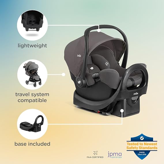 Joie Rue Infant Car Seat & Anti-Rebound Base, Lightweight