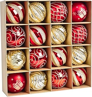 クリスマス ボール オーナメント SVNVIOZ 北欧風 16個セット 8㎝ レッド ゴールド ボール クリスマスツリー 飾り 豪華 多種類 おしゃれ デコレーション