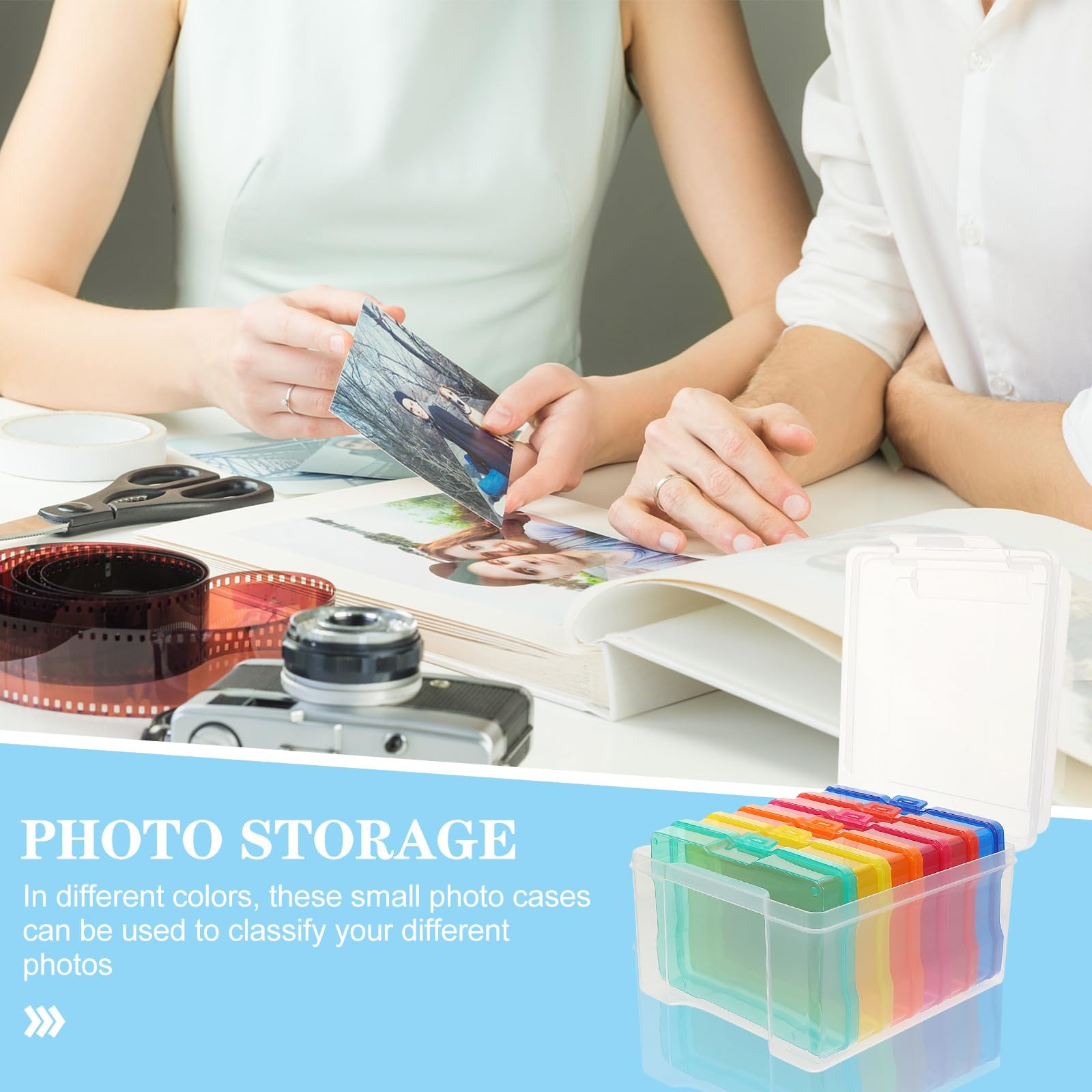 Beavorty Scatola Portafoto 4x6 in Plastica Resistente, Organizzatore di Foto e Cartoline, Custodia Portatile per Piccoli Oggetti e Accessori, per Ordine Scrivania e Archiviazione Domestica