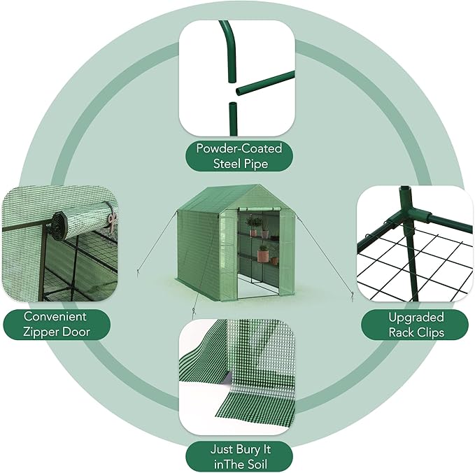 The Sundale Outdoor Green House Kit is a convenient solution for growing plants during the winter months. This 97 x 56 x 77 inch walk-in greenhouse features shelves for organizing your plants and tools. The indoor/outdoor portable design allows you to easily move the greenhouse around your yard or into your home.