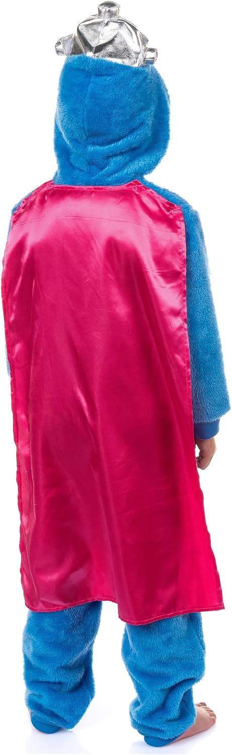 INTIMO Sesame Street Union Suit Super Grover Kid's Full Zip Hooded Pajamas