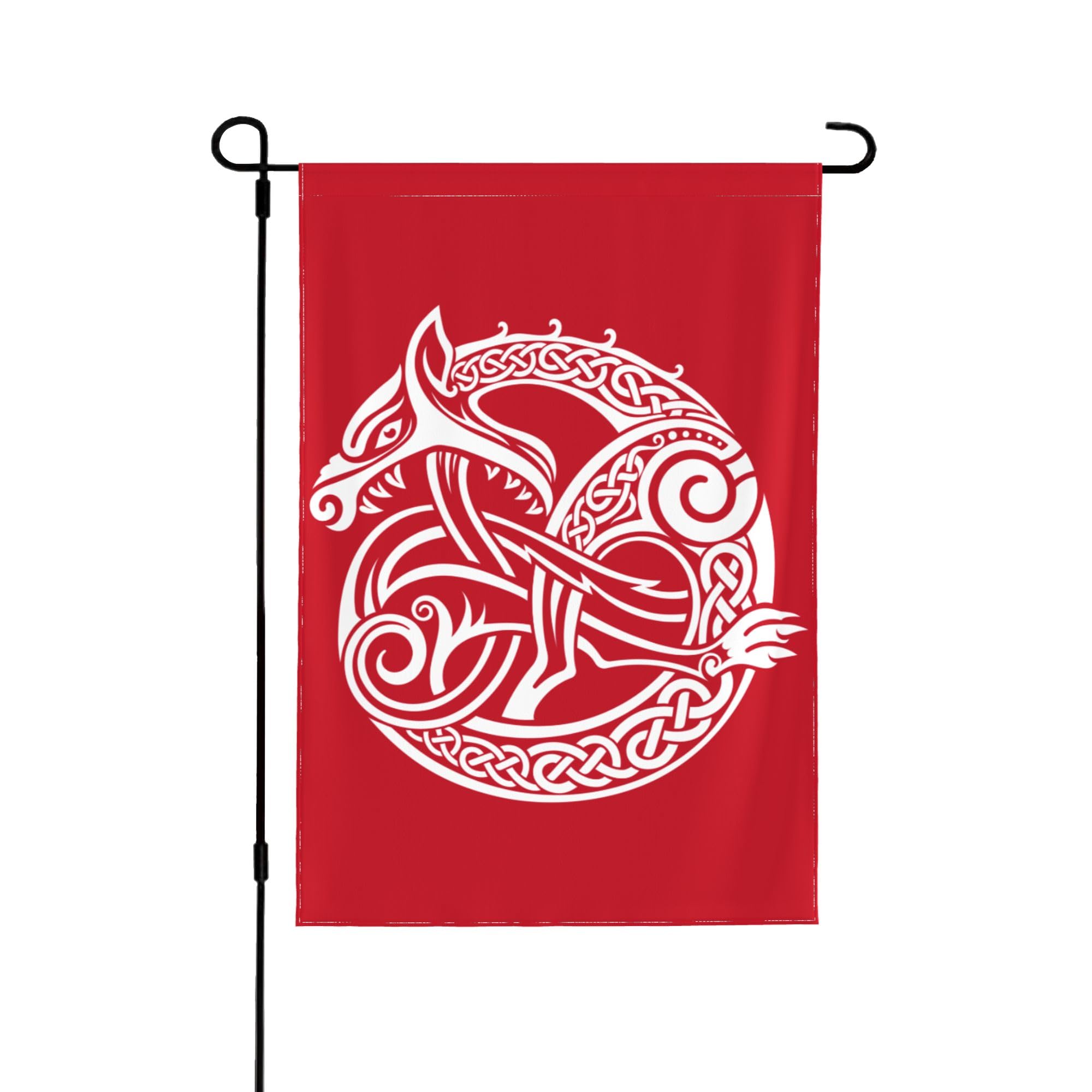 28x40inches (70x100cm) Outdoor Double Sided Printed Garden Flag, Scandinavian Viking Wolf Rune Print, Home Decor Yard Lawn Hanging Flags