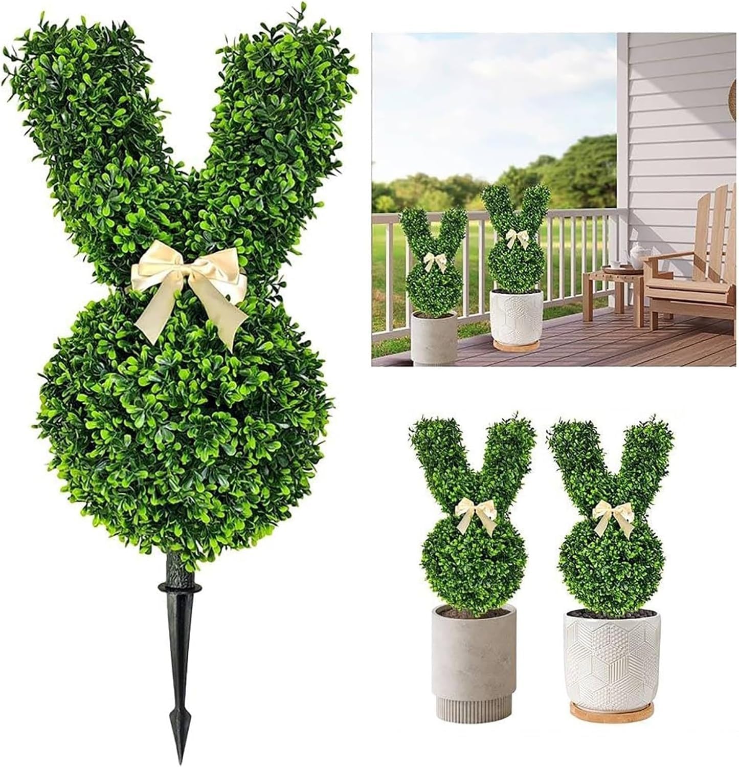 Amazon.com: Agiufgs Bunny Topiary, Green Artificial Bunny-Shaped ...
