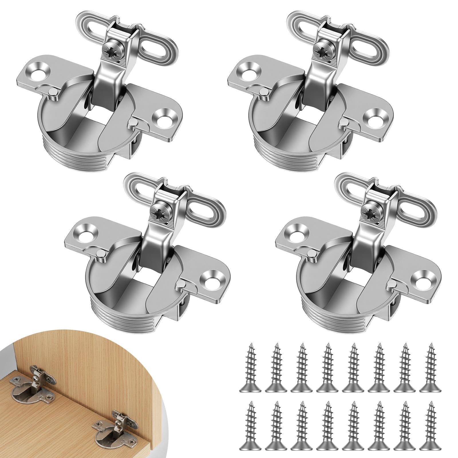 Molain 4 Pcs Adjustable Cabinet Door Hinges, 97-Degree Heavy-Duty Hinges