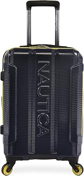 Nautica Maker Hardside Spinner Luggage, lightweight, Navy/Yellow, Carry-On 21-Inch