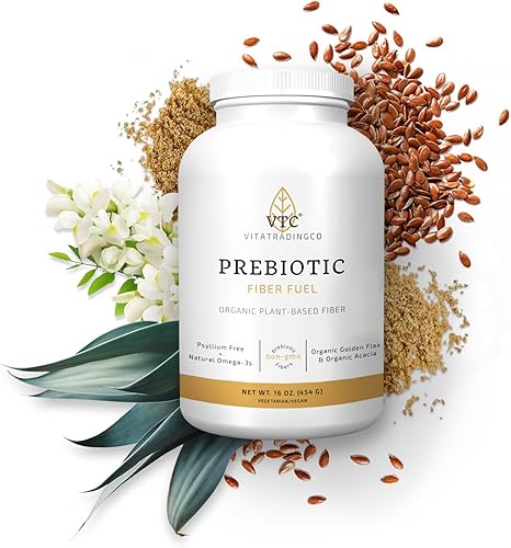 Miniatura 4 de VTC VitaTradingCo. Polvo de combustible de fibra prebiótica  Suplemento de fibra orgánica a base de plantas  Salud intestinal y digestiva  Omega-3