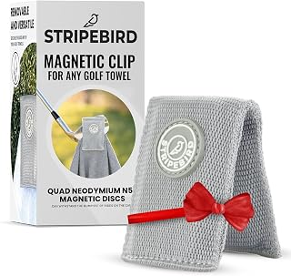 Stripebird - Magnetic Clip for Any Towel (Gray) - Highest Strength Magnet for Magnetic Golf Towel - Removable from Towels - Magnet Golf Towel - Magnetic Golf Towels for Men