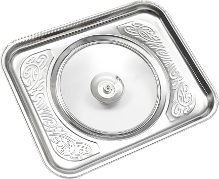 Chafing Dish 4 Pcs Chafer Pan Buffet Tray,Food Warmer Buffet Server,Chafing Trays Rectangular,Ideal for Parties, Events, Buffets, Picnics,33.5 * 27.5 * 9cm