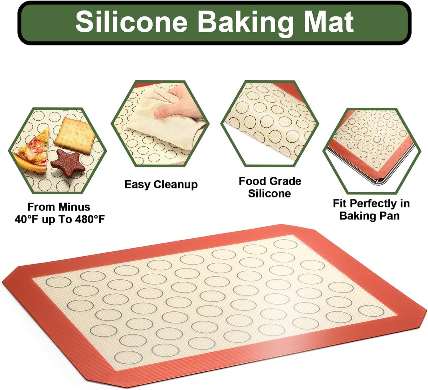 Backblech Kühlgitter mit Silikonmatte Set, Edelstahl Keksform für Backofen, 9er Set (3 Blätter + 3 Gestelle + 3 Matten), verwindungsfest & strapazierfähig, leicht zu reinigen